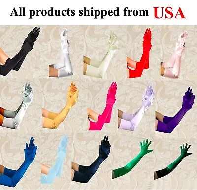 Top Quality 23  Long Satin Bridal Wedding Prom Halloween Costume Opera Gloves • $12.95