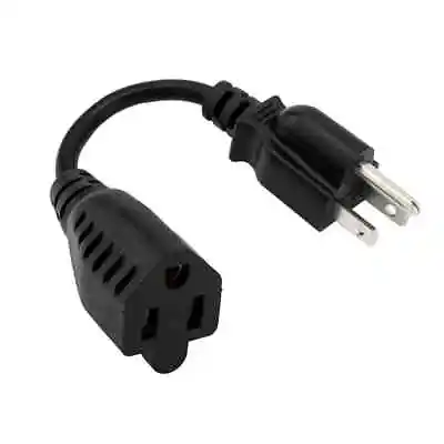 6-Inch Power Extension Cord 3 Prong Plug 16AWG 300V UL Listed - Black • $8