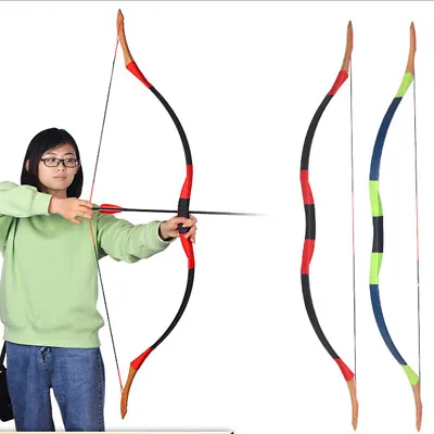 52  Traditional Recurve Bow Hunting Longbow Mongolian Bow Archery Shooting 30lbs • $98.93