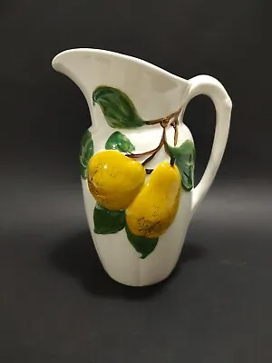 Vtg 1960s Holland Mold USA Ceramic Water Juice Pitcher Raised Fruit Design 8.25  • $38