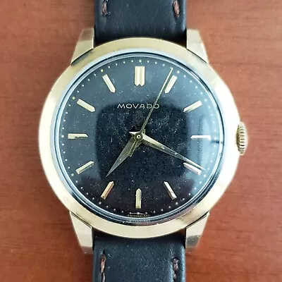 1950s Vintage Movado Mens Wristwatch Gold Capped François Borgel Case Ref. 18240 • $375