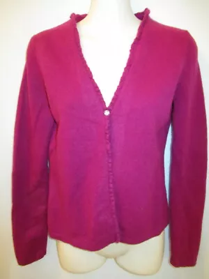 100% Cashmere Deep Pink V-Neck Cardigan May Fit XS • $14.95