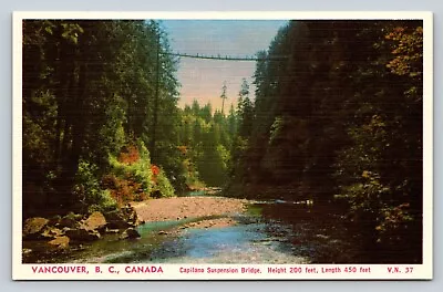 Capilano Suspension Bridge Vancouver Canada VINTAGE Postcard • $1