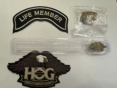 NEW HARLEY DAVIDSON HOG Harley Owner LIFE MEMBER EAGLE VEST PIN And Patch Set • $5
