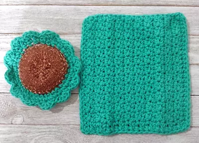 Crochet Dishcloth And Steel Wool Scrubby Kitchen Set Handmade New • $8.43