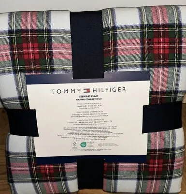 TOMMY HILFIGER Stewart Plaid Flannel KING Size 3PC Comforter Set 100% Cotton • $139.95