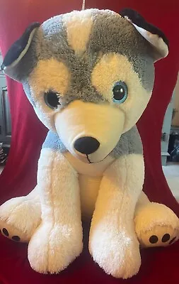 £7.50 • Buy New! Toddler Childs Very Large Dog / Wolf Plush Sitting Cuddly Toy Grey Teddy