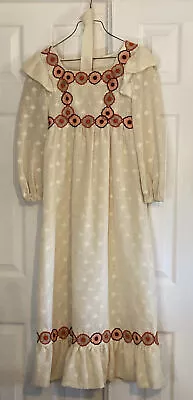 (M) VTG 1960's Medallion Trim Cotton/polyester Hippy Maxi Dress Costume • $32.99