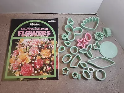 Lot Wilton Gum Paste Fondant Flower Set - Book + 24 Cutting Molds Tools -Vintage • $10