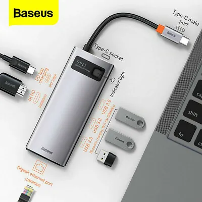 $42.87 • Buy Baseus 8 In 1 USB C Hub MacBook Pro Type C 4K HDMI Thunderbolt 3 Adapter Dock AU