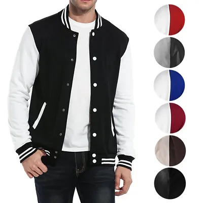 New Men's Premium Classic Snap Button Vintage Baseball Letterman Varsity Jacket • $52.45