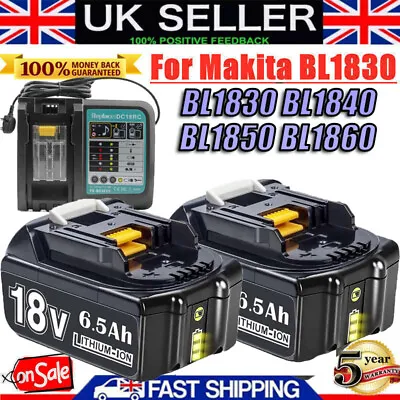 2X For Makita BL1860 18V 6.0ah Lithium-ion LXT Battery BL1850 BL1830/Charger UK • £28.99