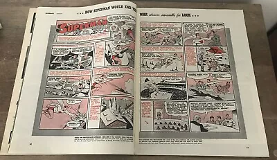 Look Magazine Feb 27 1940 Superman Ends Wwii Siegel & Shuster Comic Spread Fn+ • $99.99