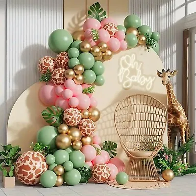 147pcs Jungle Arch Garland Kit Sage Green Giraffe Balloons Baby Shower Wild One • $32.99