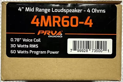 PRV AUDIO 4MR60-4 4 Inch Midrange Speaker 60 Watts Program Power 4 Ohm New!!! • $22.25