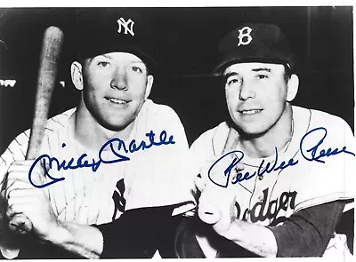 C.1955 MICKEY MANTLE AND PEE WEE REESE SIGNED 8X10...FASCIMILE SIGNATURE • $9.99