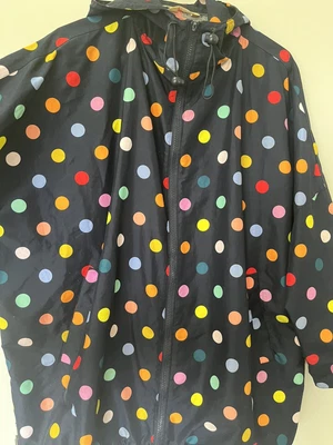 $60 • Buy GORMAN Navy Blue Multicoloured Polka Dot Full Zip Hooded Raincoat Jacket O/S