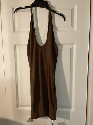 Zaful Halter Dress Brown Ribbed Small Nwt  • £16.63