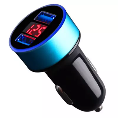 USB Fast Car Charger Cigarette Lighter Power Adapter 2 Port LED Voltmeter Blue • $8.90