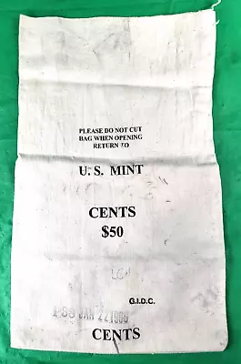 U.S. MINT CENTS $50 Cloth White Bag • $6.95