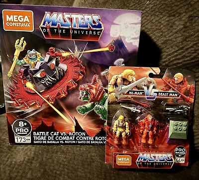 2-Masters Of The Universe-Mega Construx Battle Cat VS Roton He-Man VS Beast Man • $20