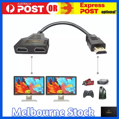 HDMI Splitter Adapter Cable 1 In 2 Out HDMI Male To Dual HDMI Female 1 To 2 Way • $5.10