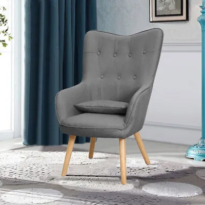 Fabric Single Sofa Armchair Lazy Balcony Living Room High Back Lounge Chair Grey • £139.95