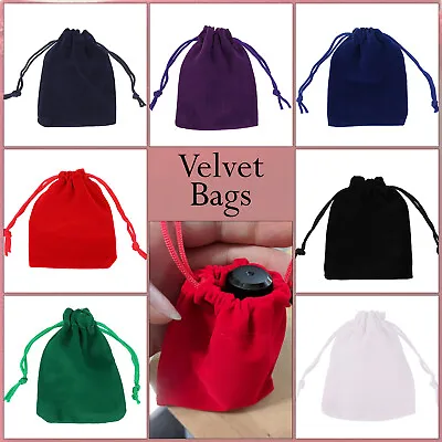 Luxury Velvet Drawstring Multicolour Soft Bag Jewellery Decoration Pouch 1-50pcs • £3.89