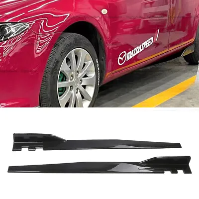 For Mazda 2 3 6 46  Side Skirt Extension Rocker Panel Splitter Glossy Black • $47.50