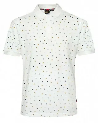 Mens Merc London Multi Coloured Polka Dot Cotton Polo Shirt Dalmeny  - Cream • £39.99