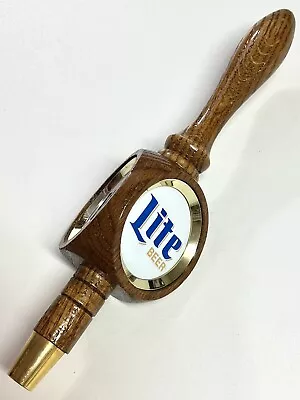 Vintage Lite Beer Wooden Tap Handle 3-Sided 11  Wood And Brass • $29.95