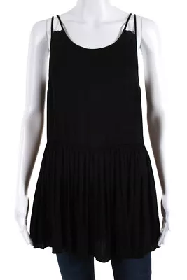 E By Eloise Women's Spaghetti Strap Crew Neck Tank Top Blouse Black Size S • $40.81