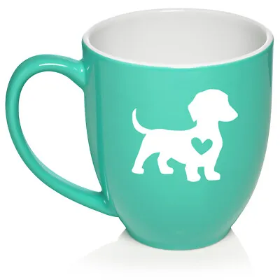 16 Oz Bistro Ceramic Coffee Mug Cup Cute Dachshund With Heart • $19.99