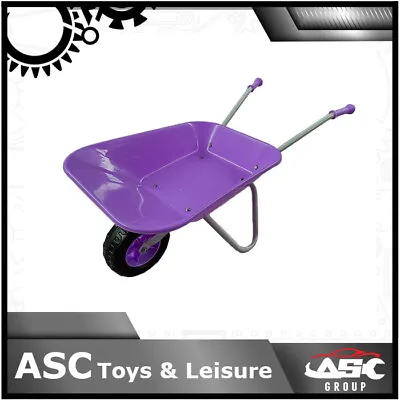 New Child Kids Metal Wheelbarrow - Purple / Silver - Toy Play Farm Gardening • £27.95