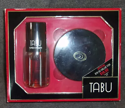 Vintage Dana Tabu 1.8 Oz Spray Cologne 4 Oz Dusting Powder 2pc Set • $45