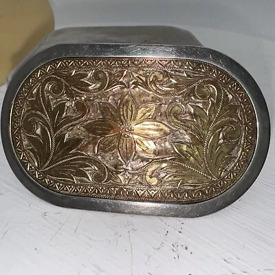 Western Engraved Floral Nickel Plated Etched Belt Buckle Silver Bronze Rodeo • $9.99