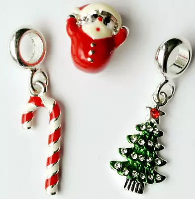 Davinci Beads Lot 3 Christmas Charms Bead Dangle Santa Xmas Tree Candy Cane Mini • $7.34