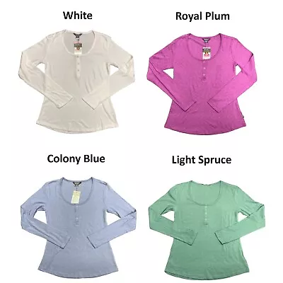 Eddie Bauer Women's Soft Ribbed Long Sleeve Scoop Snap Henley • $16.99