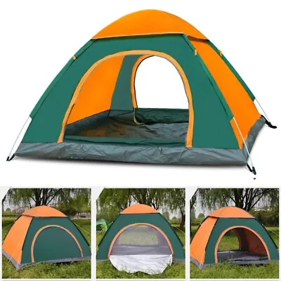 3-4 Man Automatic Instant Pop Up Camping Tent Family Outdoor Hiking Shelter Bag • £19.99