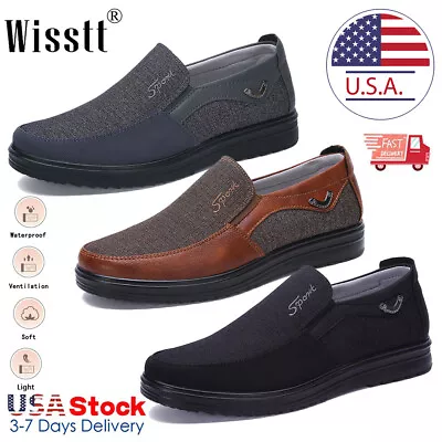 Men Slip On Oxford Driving Casual Shoes Boat Moccasins Walking Canvas Loafers • $28.75