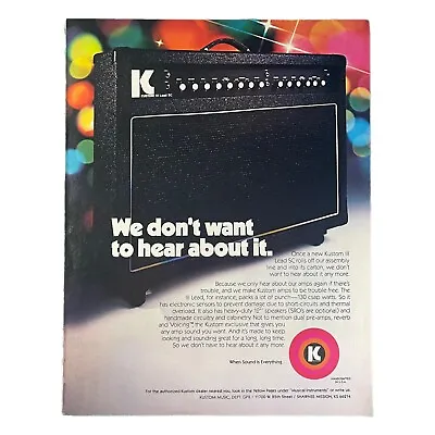 Kustom Lead III SC Vintage 70s Print Advertisement Guitar Amplifier Music • $9.99