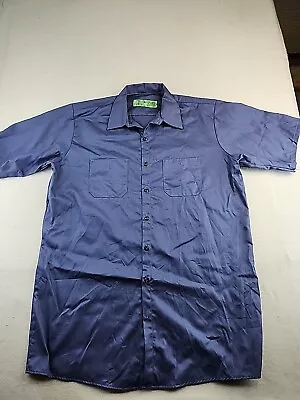 Red Kap Blue Uniform Mechanics Short Sleeve Button Front Work Shirt Mens XL • $12.59