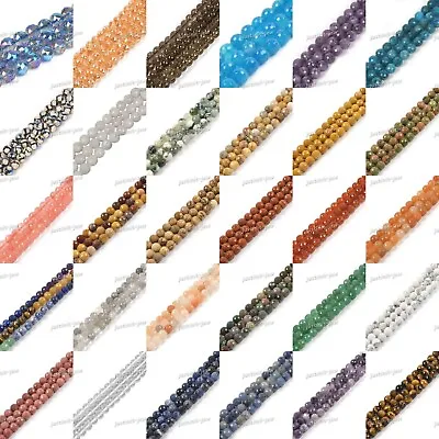 8mm Gemstone Faceted Round Loose Beads DIY Jewelry Making Kit Strand 15 Inch • $6.80