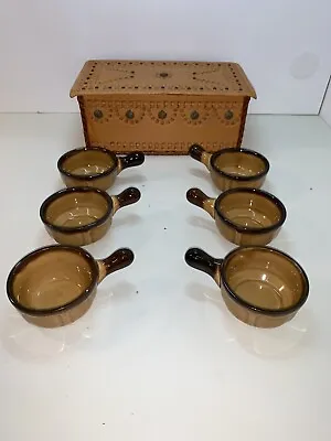 $16 • Buy Vintage Nasco Coffee Cups (Set Of 6) With Leather Case, Very Old Never Used