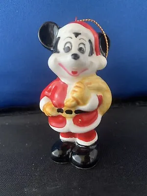 $3.50 • Buy Mickey Mouse Christmas Santa Porcelain Ornament Walt Disney Productions Vintage