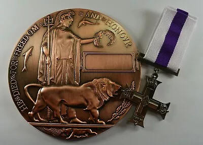 £39.99 • Buy Full Size Bronze World War 1 Memorial/Death Plaque And George V Gallantry Medal