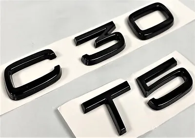Black C30 + T5 Fit Volvo C30 Rear Trunk Nameplate Emblem Badge Letters Number • $39.99