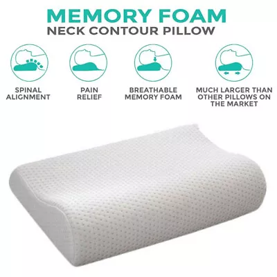 Contour Memory Foam Pillow Orthopaedic Pillow Ergonomic Back Neck Support &cover • £10.99