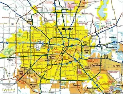 $11.99 • Buy HOUSTON TEXAS MAP GLOSSY POSTER PICTURE PHOTO BANNER PRINT Road City Usa Tx 5837