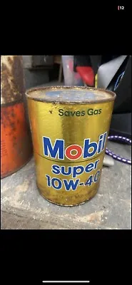 Vintage  1 Quart Mobil Super 10w-40  Motor Oil Can Full • $18.75